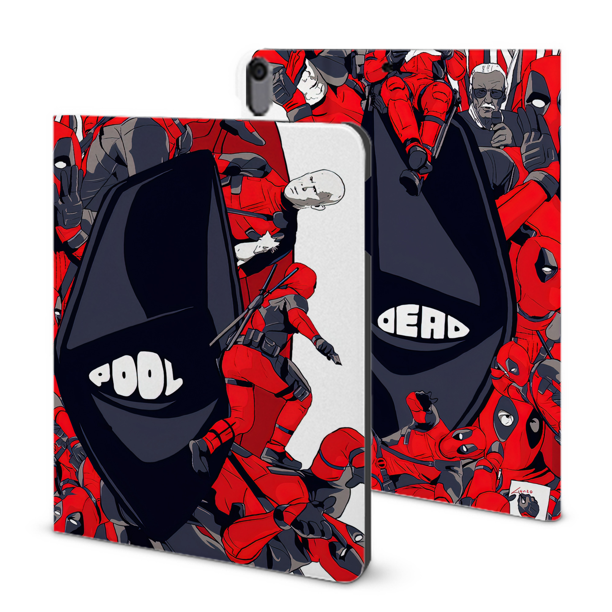 （画像用） Deadpool デッドプール IPad ケース ブック型 PUレザー TPU 耐衝撃 軽量 薄型 ペン収納なし 全面保護 IPad 各モデル対応